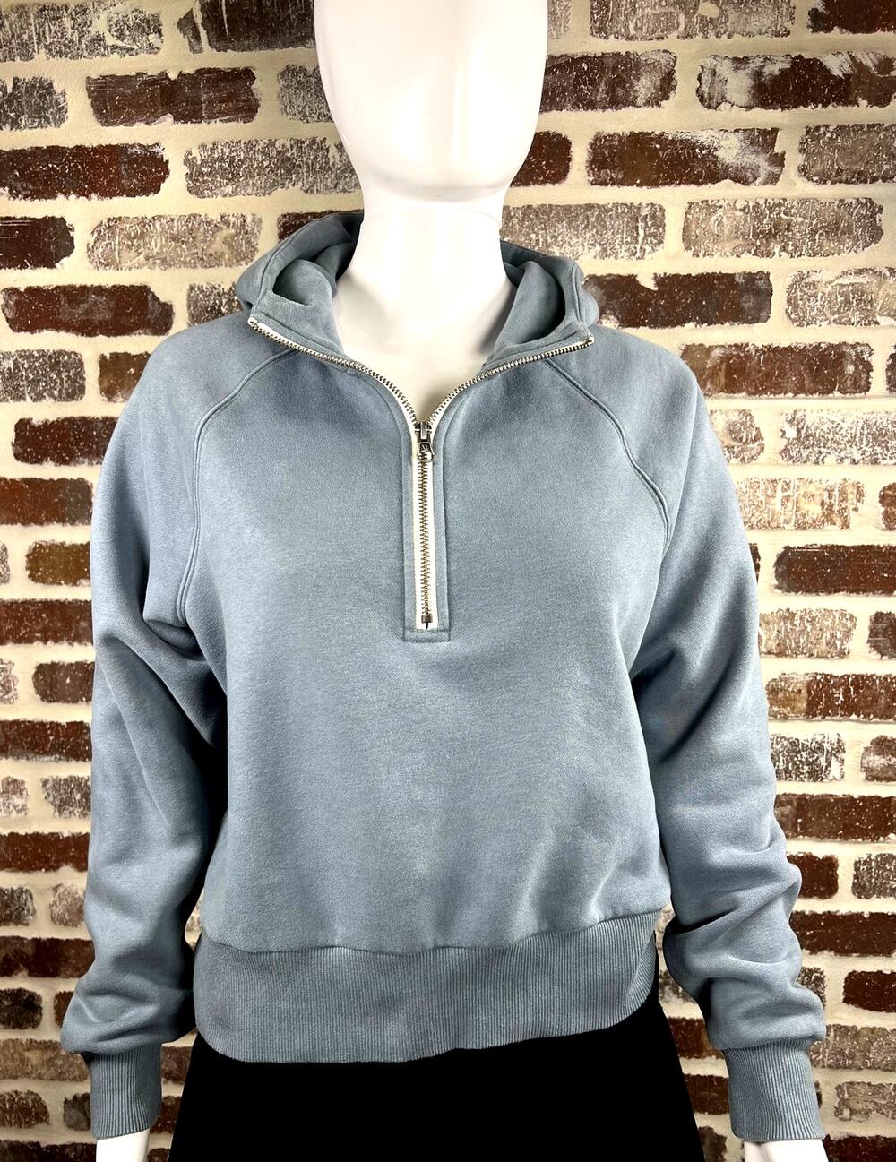 Vuori Restore 1/2 Zip Hoodie Organic French Terry Super Soft Smoke Blue Women XS